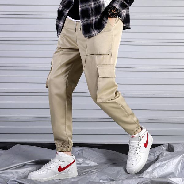 

mens pants autumn new arrival pattern printed mens casual solid pocket pants fashion sport long trousers m-3xl 321, Black