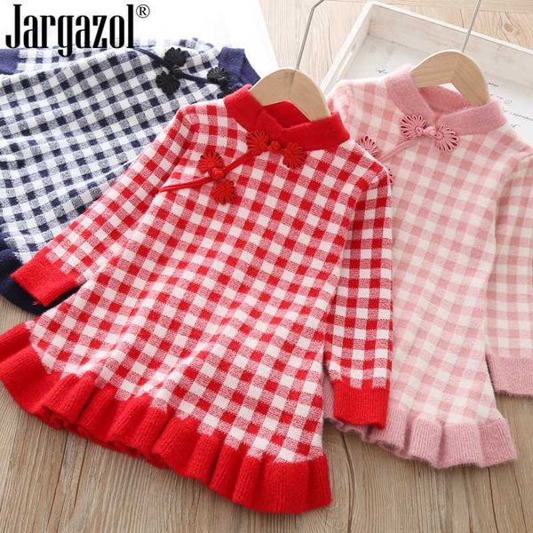 

baby girl fashion sweater dress chinese style knitted princess dress for kids baby cute winter clothes kids winter sweater, Blue
