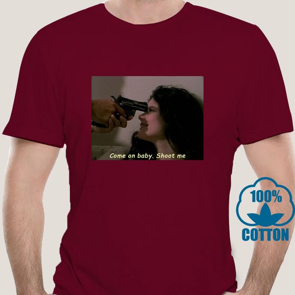 

0018a come on baby shoot me summer loose vintage casual harajuku print tees letters dark large size punk fun gothic ins t-shirt