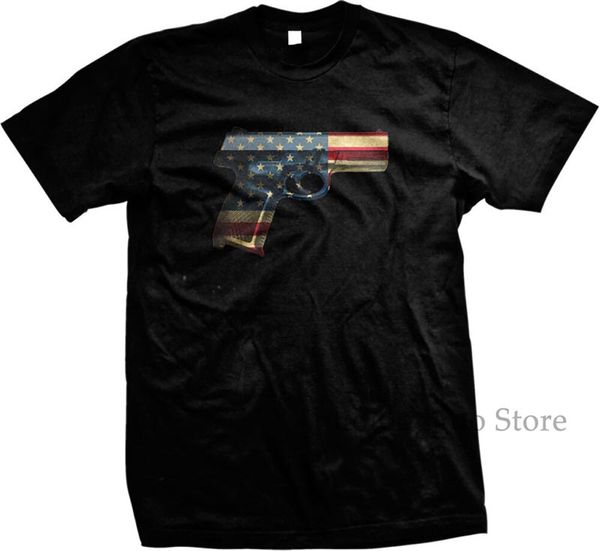 

usa flag imprint handgun pro-gun 2nd amendment american pride mens t-shirt 100% cotton men t shirt women tee