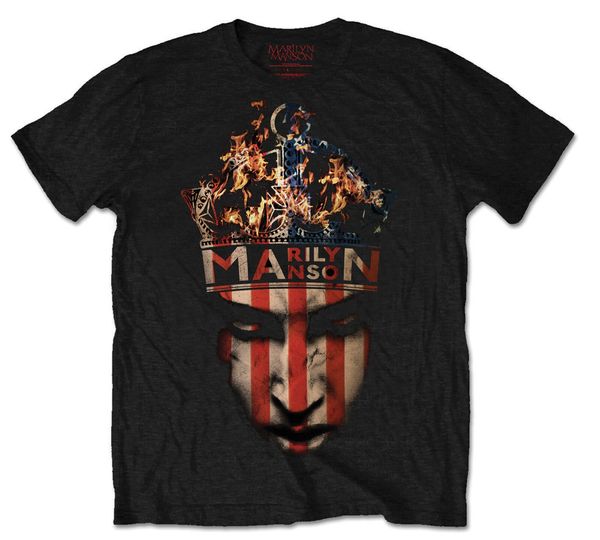 

official marilyn manson t-shirt crown star &amp stripes design mens black s - xxl