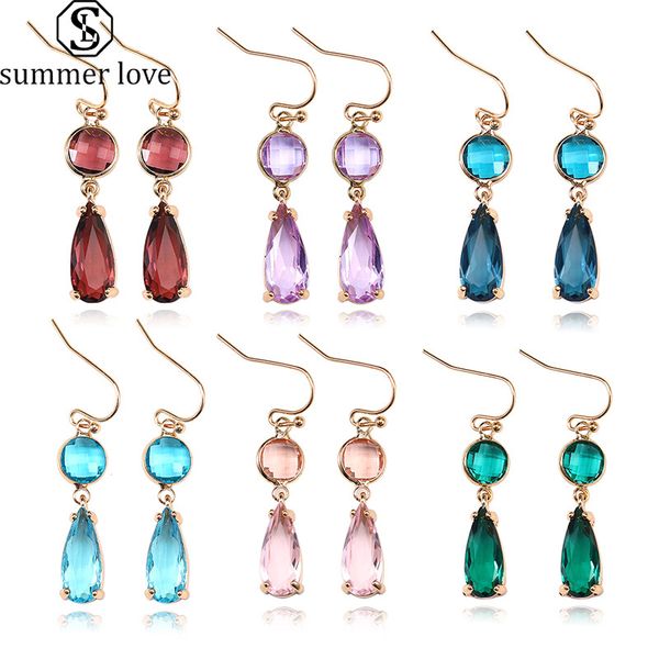 

dangle & chandelier fashion multilayer glass crystal earrings blue pink teardrop drop earring for women 2021 statement kawaii boho jewelry w, Silver