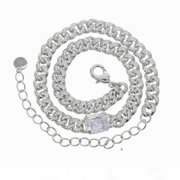 

hip hop miami cuban chain micro pave cubic zirconia heavy rock choker necklaces for women iced out bling fashion party jewelry, Silver