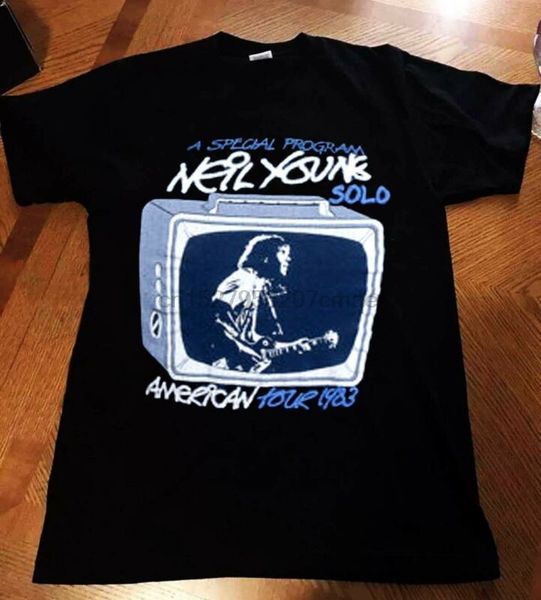 

new rare 80's neil young solo tour hippie rock 1983 tshirt reprint