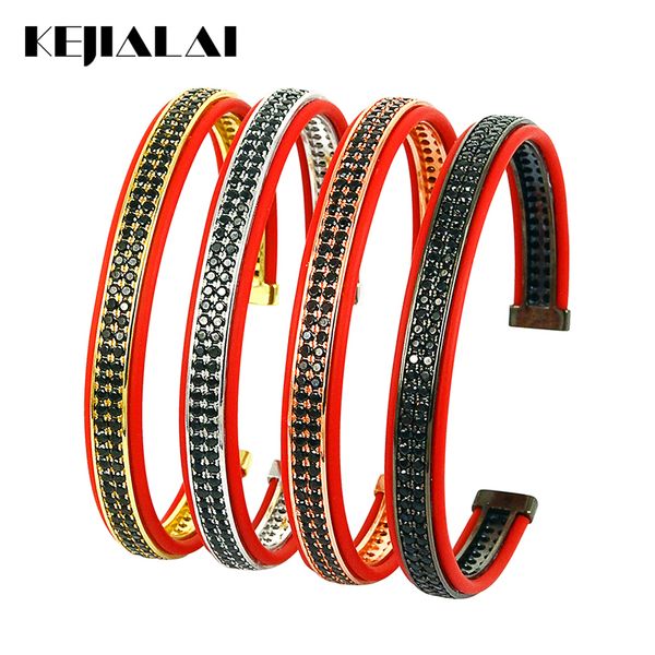 

bangle anil arjandas men bracelet red leather with double lines black zircon jewelry for women adjustable open cuff