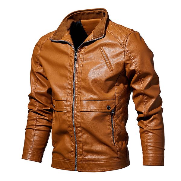 

men's leather jacket spring autumn new design large size motorcycle pu leather jacket mens jaqueta de couro masculina 5xl 6xl, Black