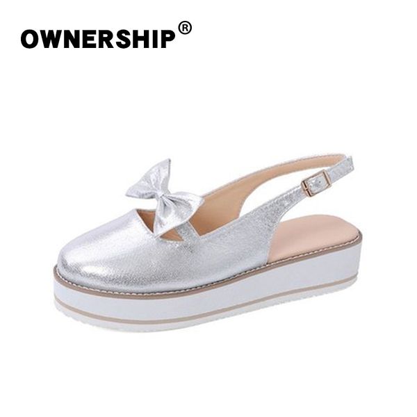 

women flat sandals woman comfortable platform female casual ankle buckle shoes lady fashion bowtie women's footwear plus size 42, Black