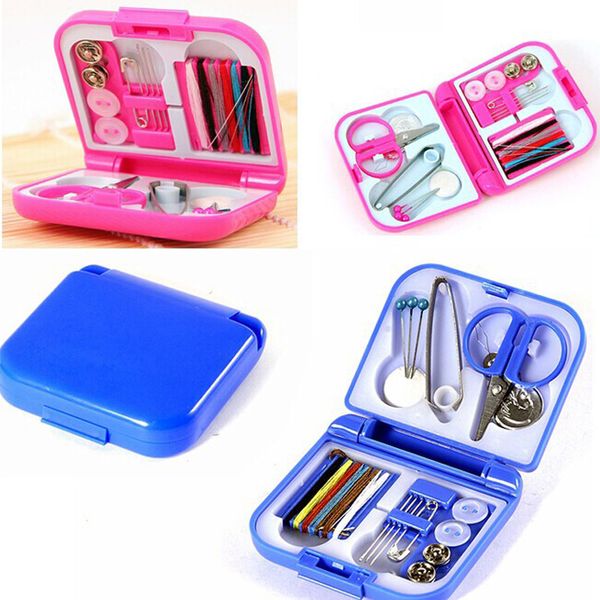 

sewing notions & tools buttons pins storage boxes box home tool portable travel kit scissor thimble needle threads set, Black