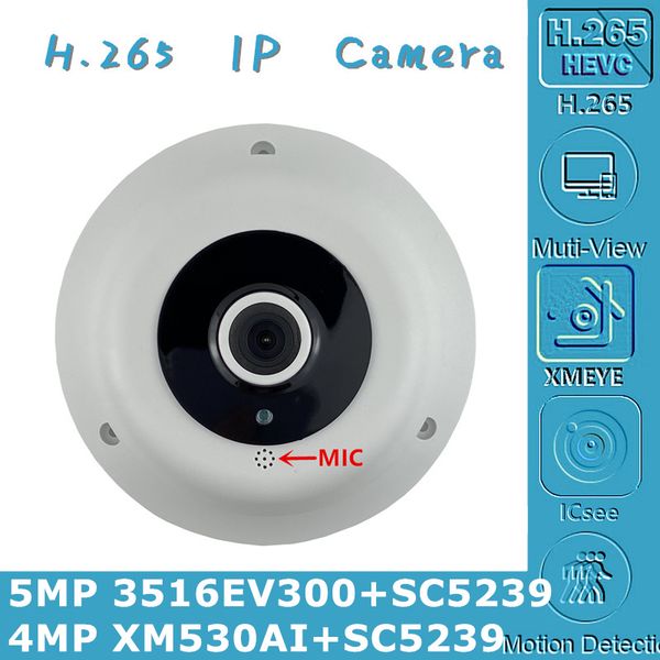 

integrate mic panorama fisheye 5mp 4mp ip ceiling dome camera 1.7mm 2592*1944 xm550+sc335e h.265 onvif cms xmeye irc p2p rtsp