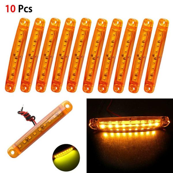 

10pcs amber 9 led sealed side marker clearance light 12-24v car truck trailer