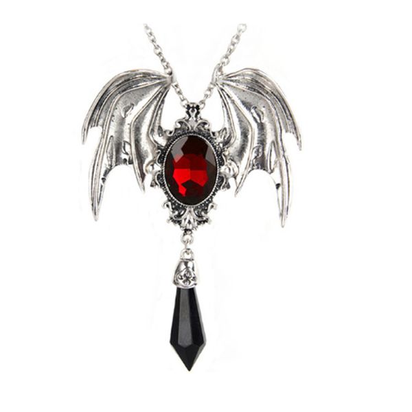 

pendant necklaces bat necklace women men gothic jewelry crystal long accessories gifts for friends, Silver