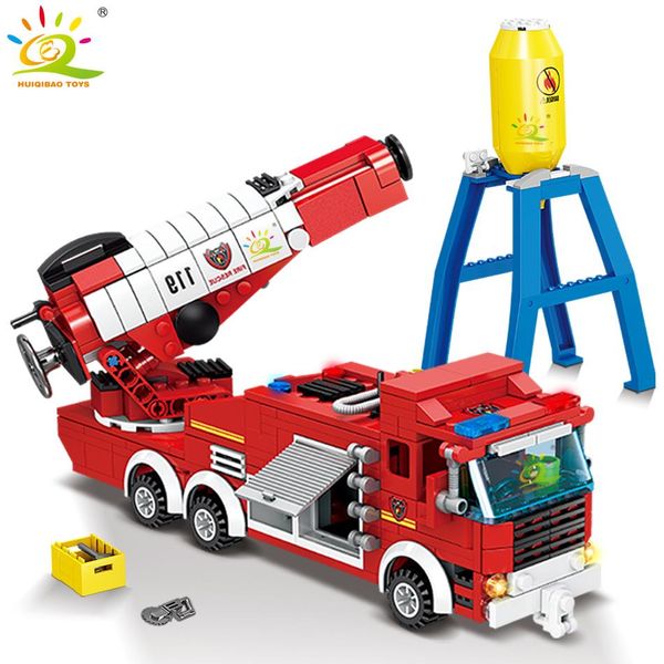 

truck for city jet toy kit fireman bricks fire children blocks model building firefighting figures 440pcs huiqibao construction yxlekh