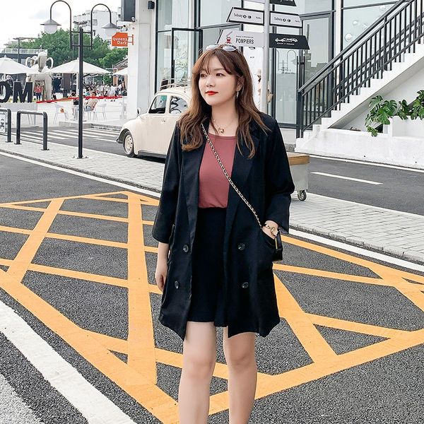 

women's jackets 2021 spring and summer fat mm fashion jacket thin section lapel suit, Black;brown