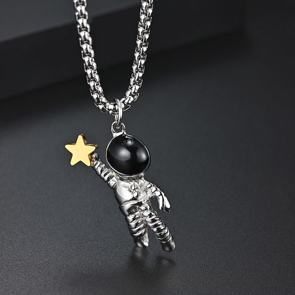 

necklace mens pendant astronaut stainless steel hip hop necklaces jewelry for neck gifts for women accessories fashion necklace, Silver