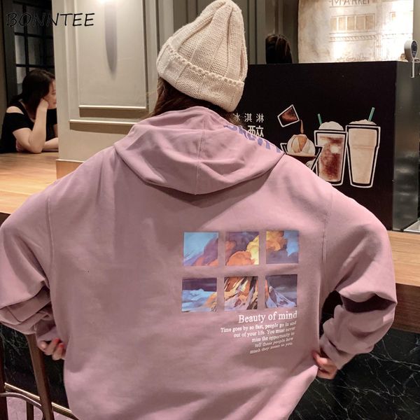 

hoodies women hooded soft loose simple cartoon printed fashion ulzzang oversize funny womens sweatshirts streetwear chic leisure, Black