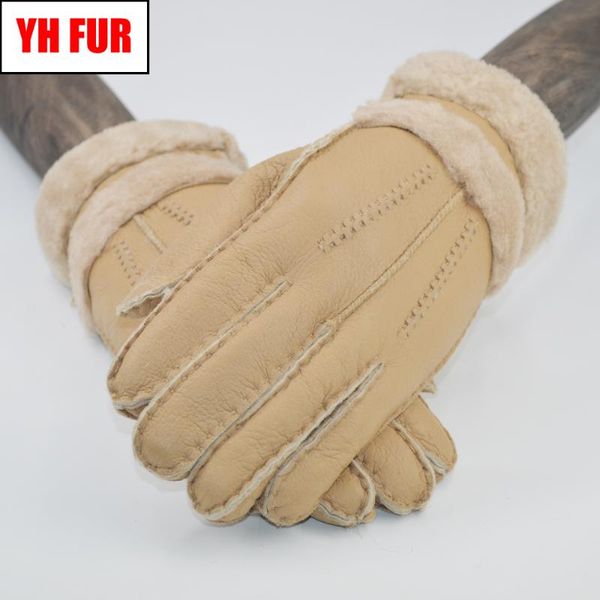 

2020 women new designer real sheepskin leather wool fur gloves lovely girls sheepskin leather very warm winter gloves mittens, Blue;gray