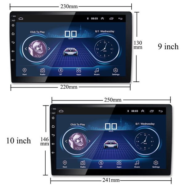 

car family 9/10 inch android 8.1 universal car radio 2 din android radio dvd player gps navigation wifi bluetooth mp5 player
