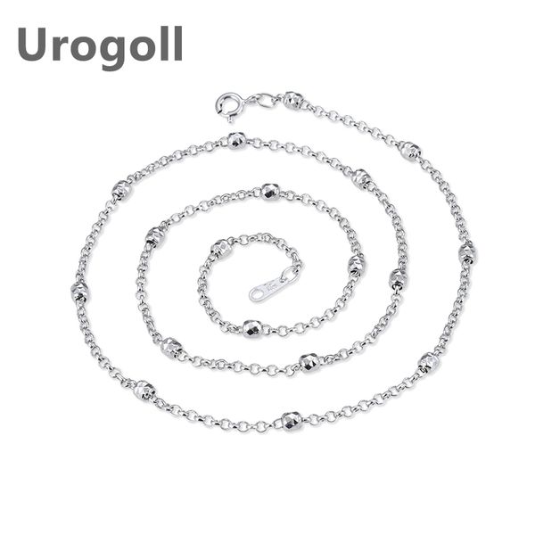 

noble women sterling silver chain jewelry genuine pure 925 silver chains necklaces gypsophila cylindrical link chain