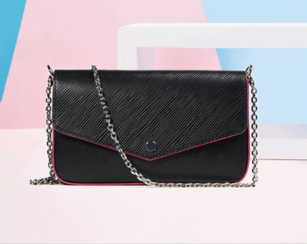 

new women handbag crossbody bags fashion wave pattern cowhide leather three-piece chain triple money wallet card package shoulder small 2019