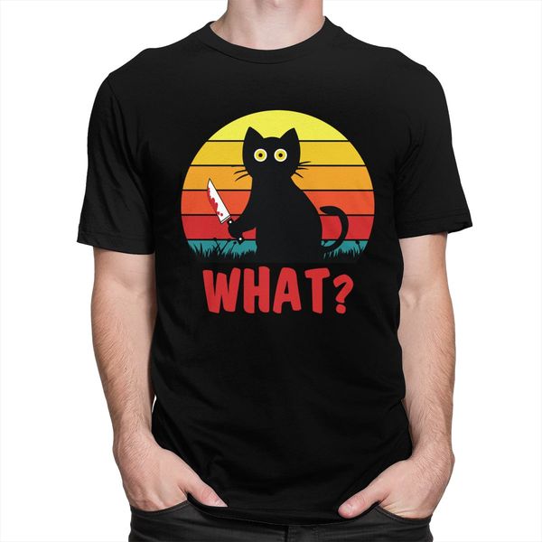 

vintage black psycho cute cat что футболка мужчины с коротким рукавом смешные murderous кошка с ножом tshirt подарок halloween повседневный
