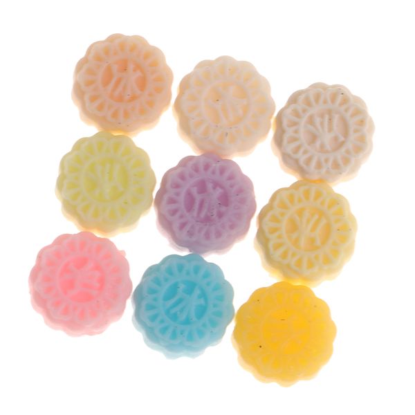 

1:12 dollhouse mini 9 pieces food round mooncakes with flower pattern groceries kitchen accessories