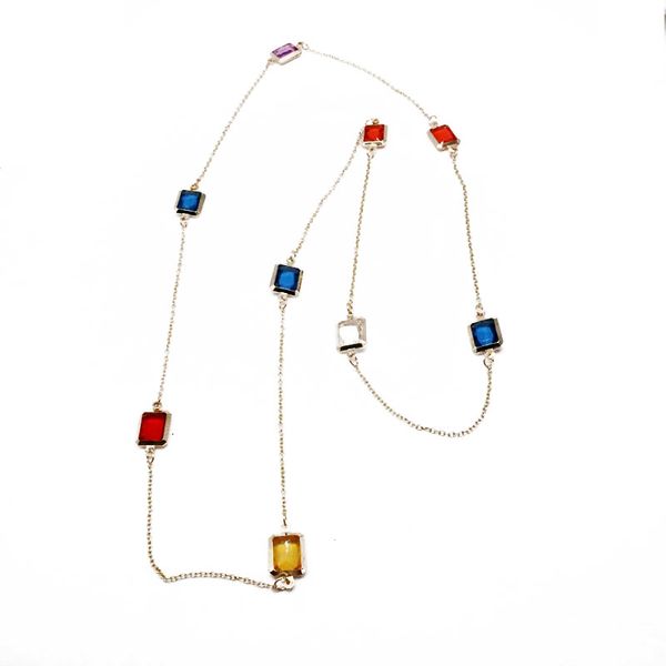 

mixed color simple pendant necklace, Silver