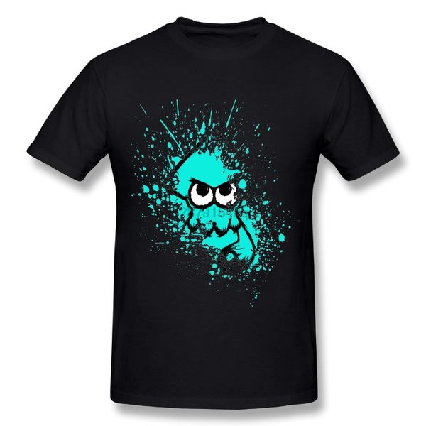 

custom boy splatoon black squid with blank eyes on cyan splatter mask t shirt great design t shirts plus size