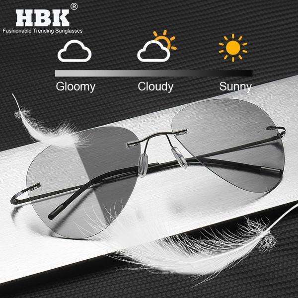 

titanium rimless pchromic sunglasses men polarized driving ultralight pilot sun glasses for outdoor fishing uv400, White;black