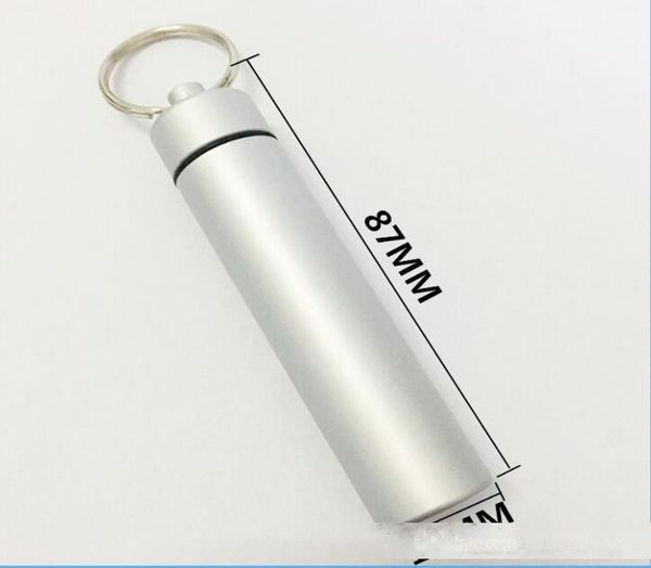 

new creative aluminum metal toothpick pill box case holder storage bottle with cover keychain 87*19mm secret hidden big size 10pcs/lot