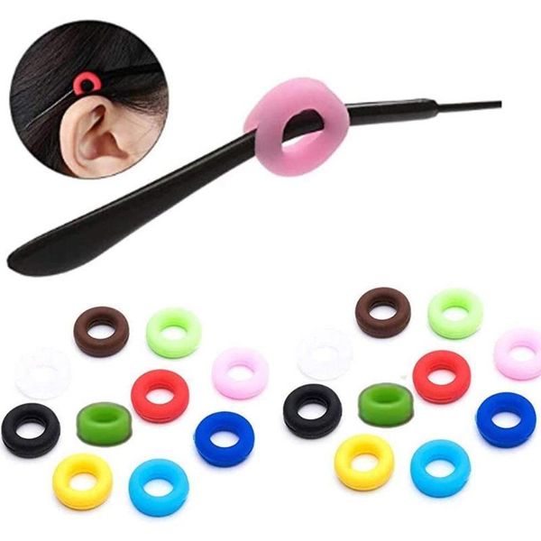 

silicone anti-slip eyeglass temple tips sleeve retainer hook comfort glasses ear holder elastic mirror leg accessories glas n9p9, Silver