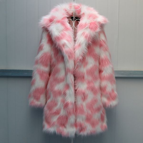 

teddy bear coat rainbow fur plush jacket with led faux fur coat designs printed warm slim casual elegant thick, Black