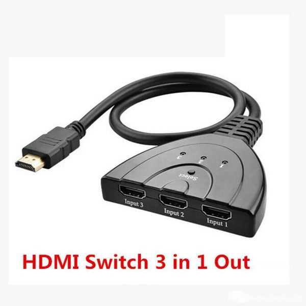 

3 port 1080p 3d 4k hdmi auto switch switcher splitter hub with cable for hdtv dvd 3 in 1 out hdmi switch