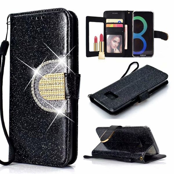 

luxury glitter crystal sparkle shiny bling leather cover case for samsung s10 5g e a10 a20 a30 a40 a50 a70 m30 m20 m10