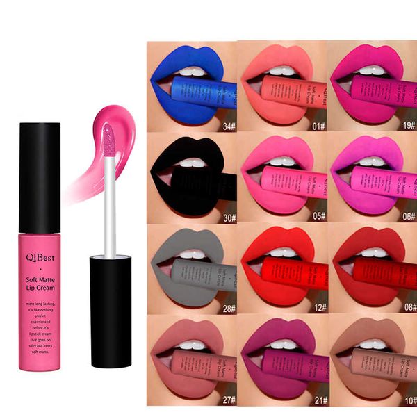 34 cores Waterproof Matte Nude Líquido Batom Vermelho Escuro duradouro Lip Gloss Mulheres Maquiagem Lip gloss