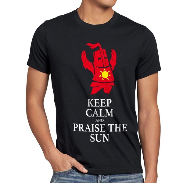 

keep calm praise the sun herren t-shirt dark sunbro solaire souls sonnen ritter 100% cotton tee shirt, wholesale tee
