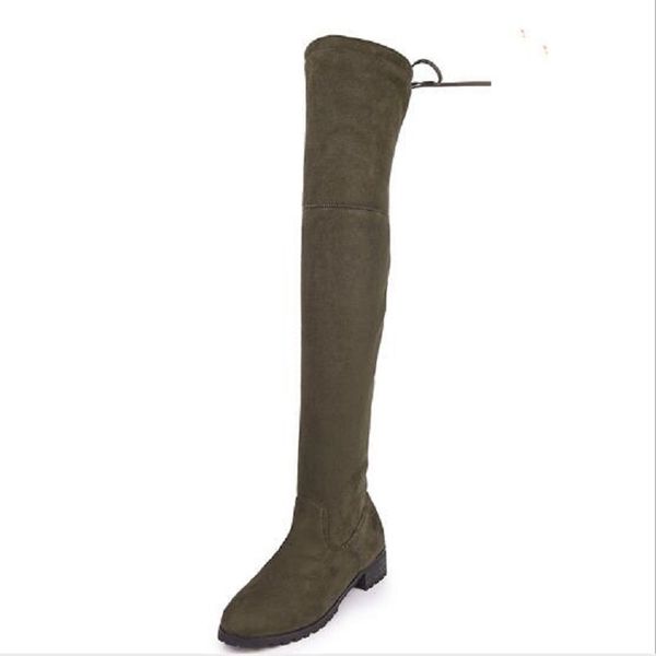

boots autumn winter bursting plus size flock vamp long round toe height cotton fabric inside zipper over-the-knee 20211108, Black