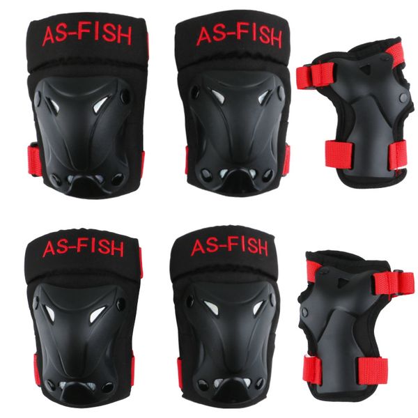 

protective gear sets elbow leg knee brace pads helmet bicycle skateboard ice skating roller skate protect anti-fall for kids, Black;gray
