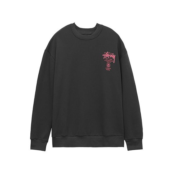 

новые мужские полные длинным рукавом 702-stussy плюшевые термический свитер одежда круглые вентиляторы воротник теплые верхние части способа, Black