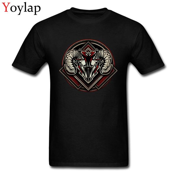 

round neck cotton fabric tees men's t-shirts short sleeve fashion summer/fall clothing robot goat retro geometric design