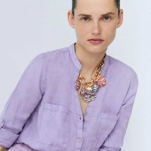 

trendy fashion colorful shell pendant necklace golden metal statement necklace conch geometric for women gift wholesale jewelry, Silver