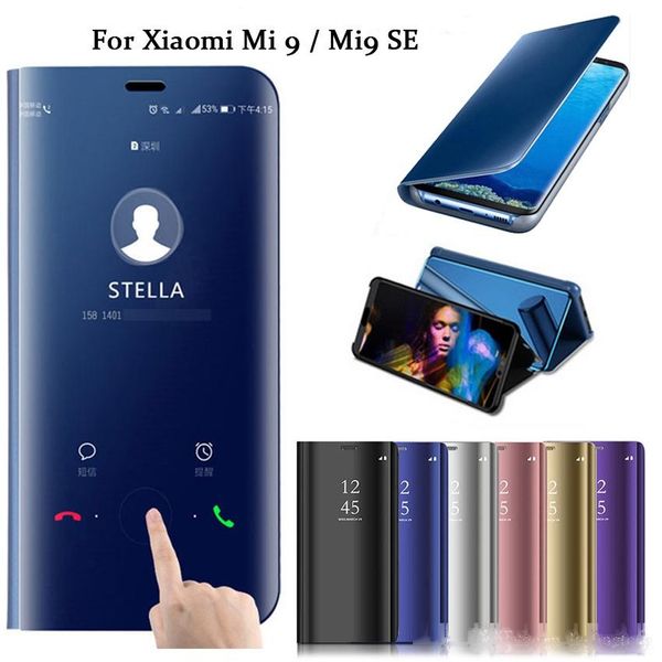

for xiaomi mi9 se cases smart view mirror case for xiaomi mi8 lite stand leather case mi 9 se phone cases