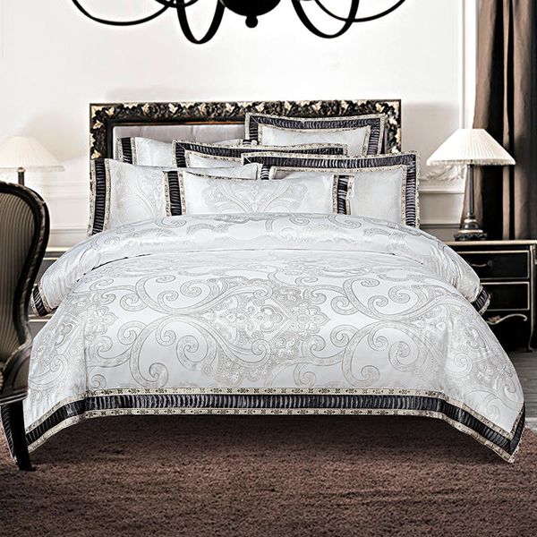 

luxury jacquard bedding set cotton bedsheet pillowcase  king size beige duvet cover pillowcase
