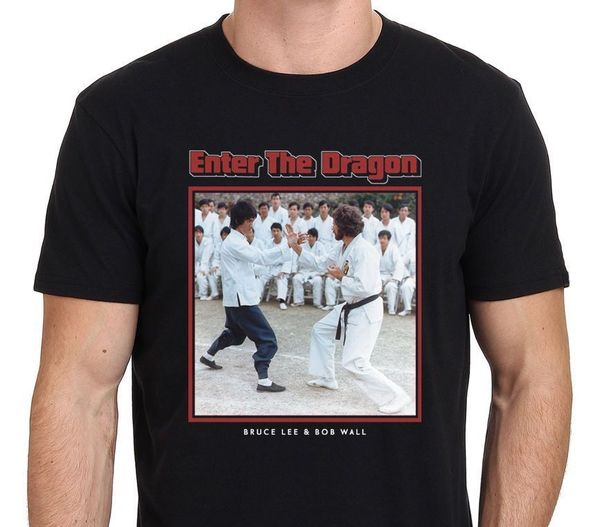 

bruce lee vs bob wall enter the dragon kungfu movie 2019 fashion short black round men's customized comfortable male t-shirt