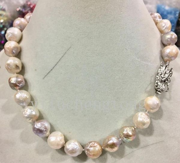 

baroque huge 16-18mm south sea natural multicolor pearl necklace 18, Silver