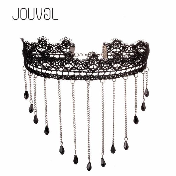

jouval chokers collar gothic black lace neck choker necklace vintage victorian women chocker steampunk jewelry sale, Golden;silver