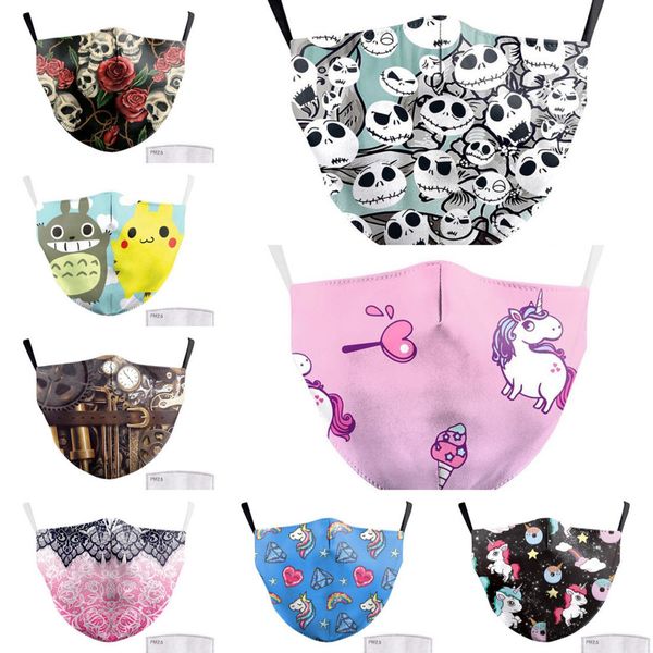 

2021print face anti big mouth fabric masks unicorn mouth cover reusable protection dust phxg