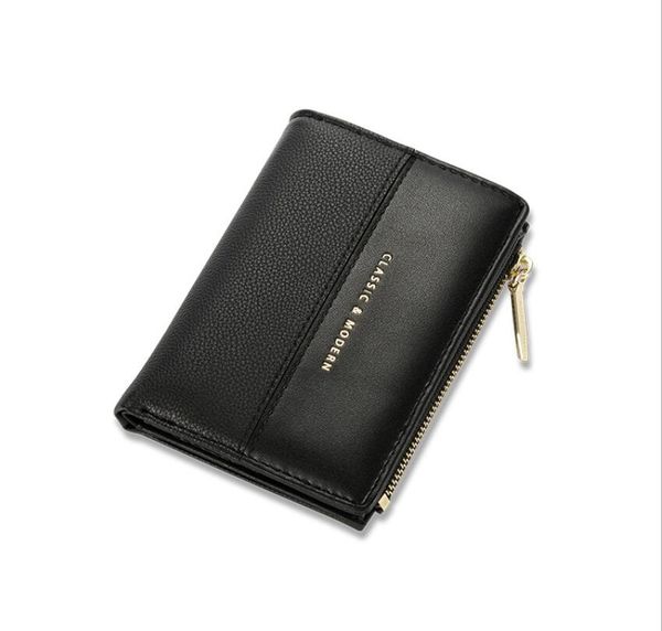 

new two fold short wallet simple ultra thin stitched women's purse, Red;black