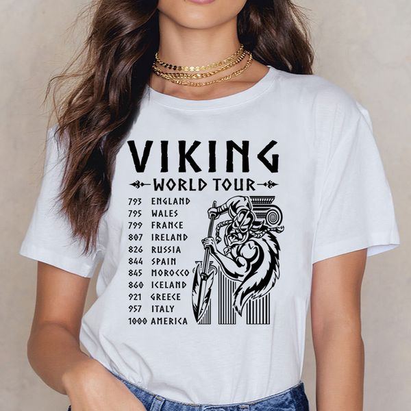 

t shirt women viking world casual black cotton female shirt
