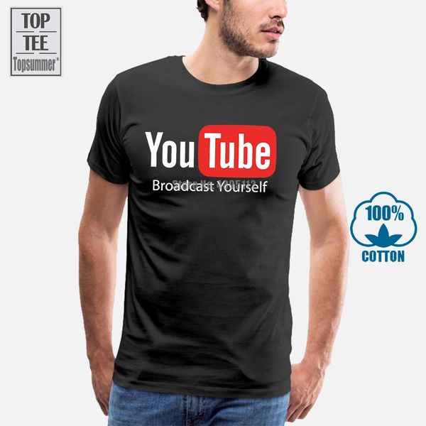 

new design youtube t shirt broadcast yourself printed cotton fashion tee summer short sleeve men's clothing plus size s-3xl