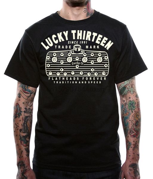 

lucky 13 t shirt menflathead rod classic car kustom tattoo s 4xl